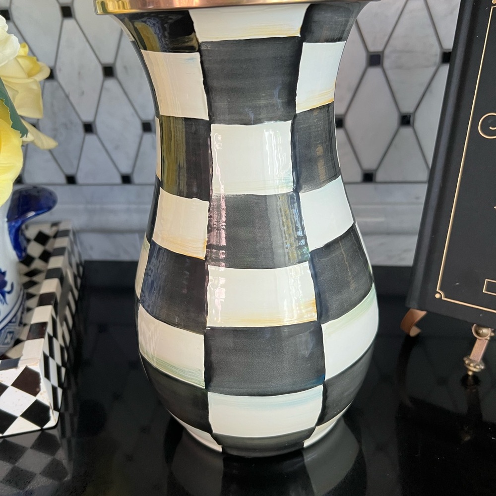 Mackenzie Childs Courtly Check Tall Vase-